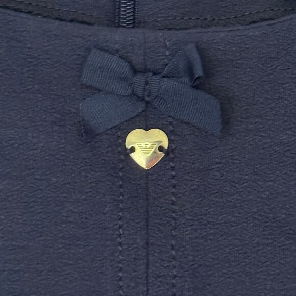 Armani Junior Dress Girls Size 10A Contrast Stitch Bow Flare Preppy Kidcore - Picture 3 of 8